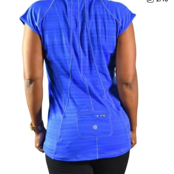 Athleta Pacifica Cap Sleeve 1/4 Zip Athletic Top in Blue Size S - Picture 4 of 8